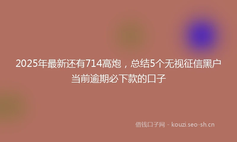 2025年最新还有714高炮，总结5个无视征信黑户当前逾期必下款的口子