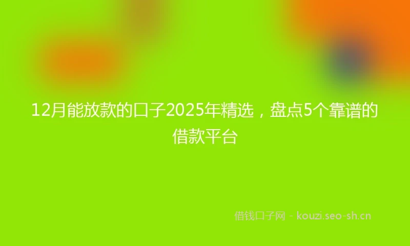 12月能放款的口子2025年精选，盘点5个靠谱的借款平台