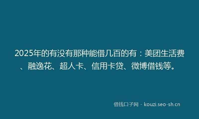 2025年的有没有那种能借几百的有：美团生活费、融逸花、超人卡、信用卡贷、微博借钱等。