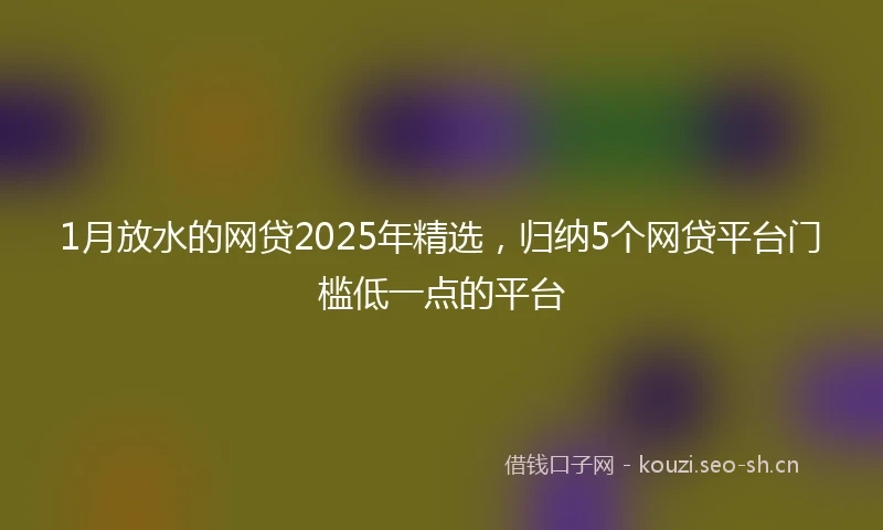 1月放水的网贷2025年精选，归纳5个网贷平台门槛低一点的平台