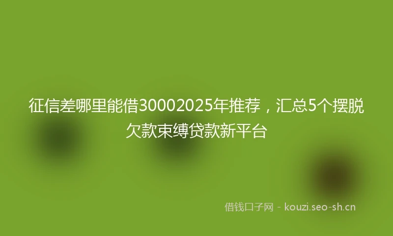 征信差哪里能借30002025年推荐，汇总5个摆脱欠款束缚贷款新平台