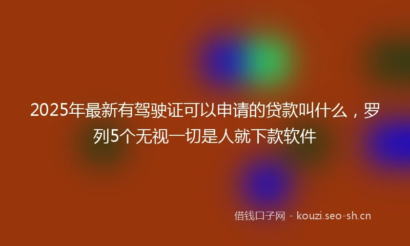 2025年最新有驾驶证可以申请的贷款叫什么，罗列5个无视一切是人就下款软件