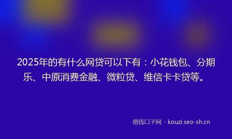 2025年的有什么网贷可以下有：小花钱包、分期乐、中原消费金融、微粒贷、维信卡卡贷等。