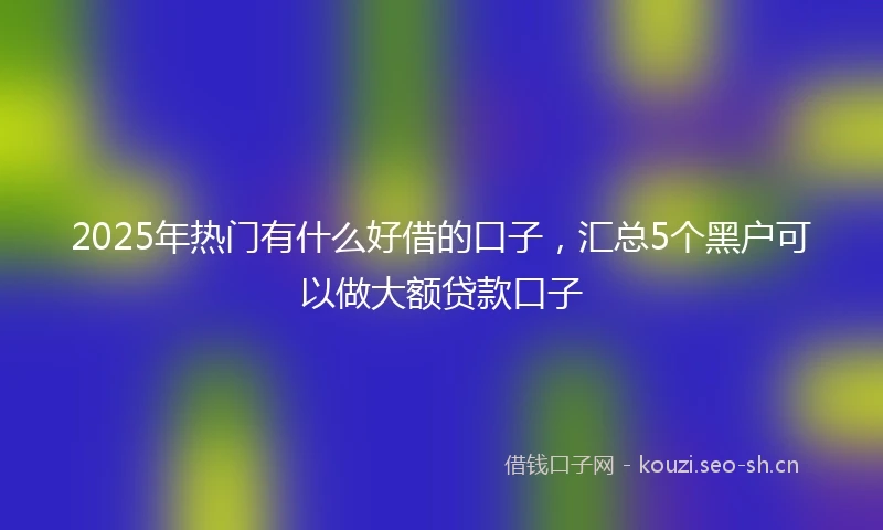 2025年热门有什么好借的口子，汇总5个黑户可以做大额贷款口子