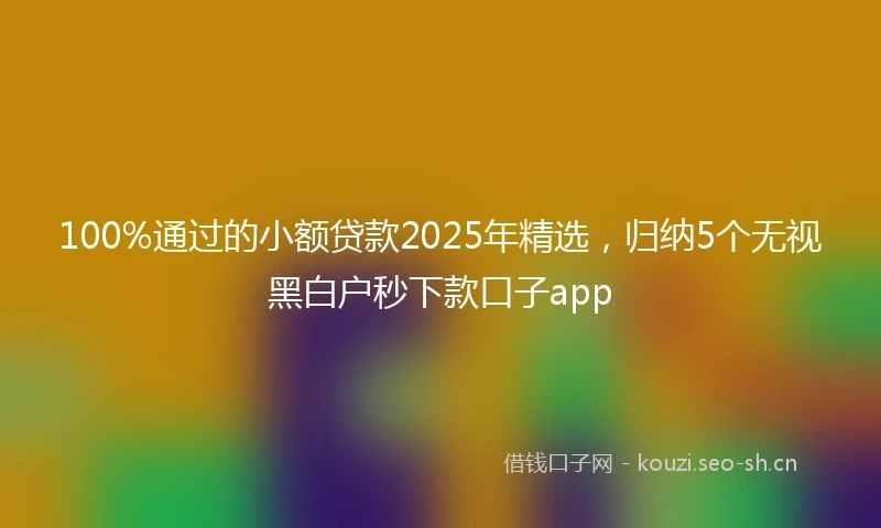 100%通过的小额贷款2025年精选，归纳5个无视黑白户秒下款口子app