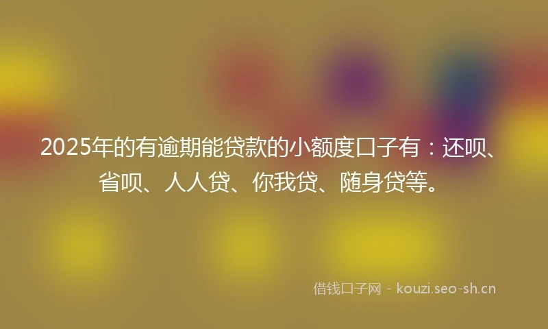 2025年的有逾期能贷款的小额度口子有：还呗、省呗、人人贷、你我贷、随身贷等。