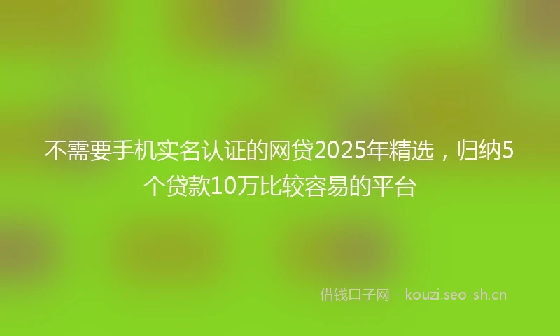 不需要手机实名认证的网贷2025年精选，归纳5个贷款10万比较容易的平台