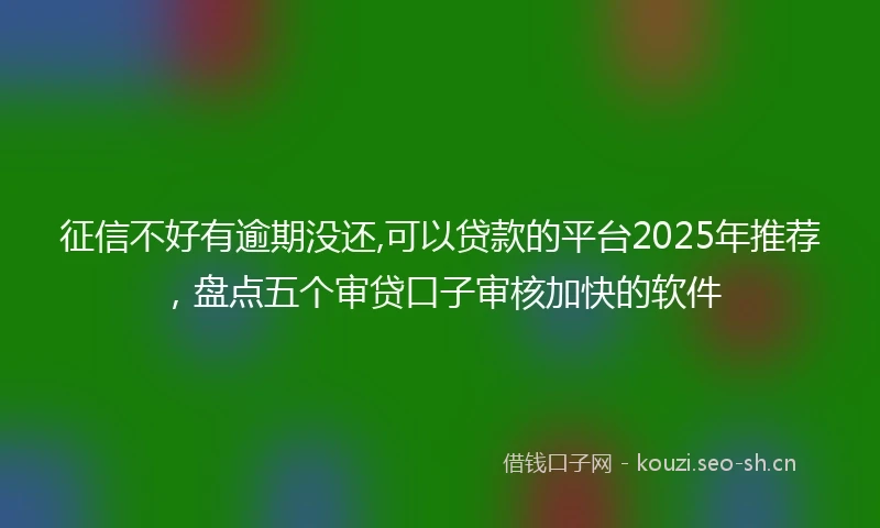 征信不好有逾期没还,可以贷款的平台2025年推荐，盘点五个审贷口子审核加快的软件