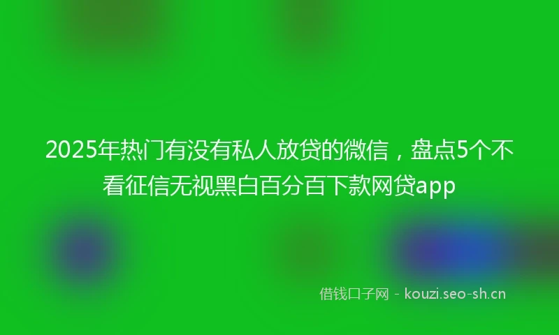 2025年热门有没有私人放贷的微信，盘点5个不看征信无视黑白百分百下款网贷app
