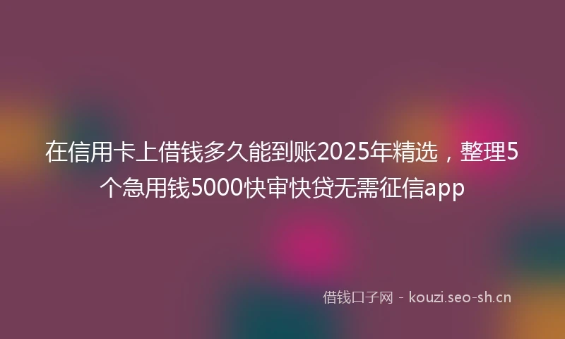 在信用卡上借钱多久能到账2025年精选，整理5个急用钱5000快审快贷无需征信app