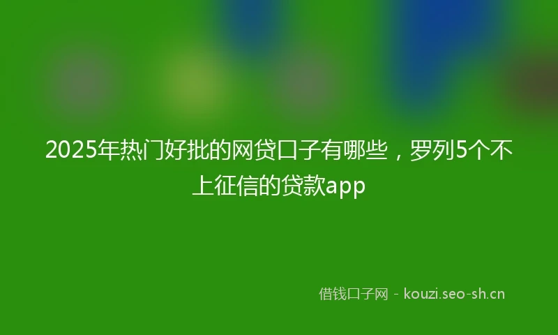 2025年热门好批的网贷口子有哪些，罗列5个不上征信的贷款app