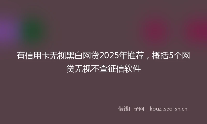 有信用卡无视黑白网贷2025年推荐，概括5个网贷无视不查征信软件