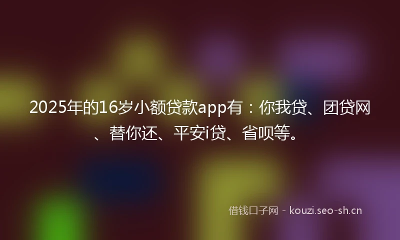 2025年的16岁小额贷款app有：你我贷、团贷网、替你还、平安i贷、省呗等。
