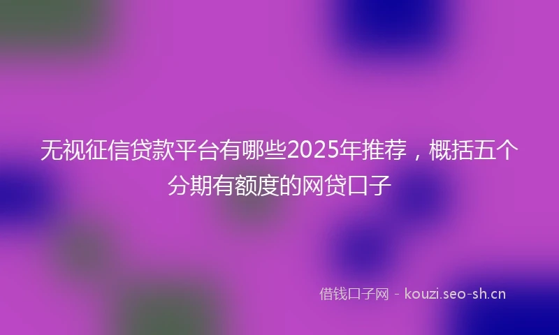 无视征信贷款平台有哪些2025年推荐，概括五个分期有额度的网贷口子