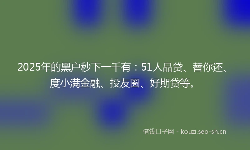 2025年的黑户秒下一千有：51人品贷、替你还、度小满金融、投友圈、好期贷等。