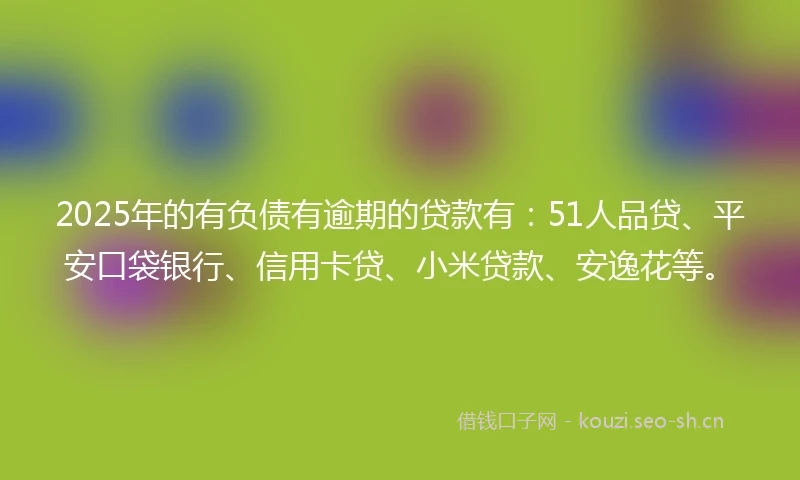 2025年的有负债有逾期的贷款有：51人品贷、平安口袋银行、信用卡贷、小米贷款、安逸花等。