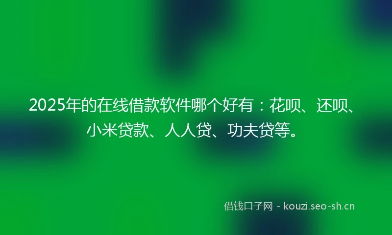 2025年的在线借款软件哪个好有：花呗、还呗、小米贷款、人人贷、功夫贷等。