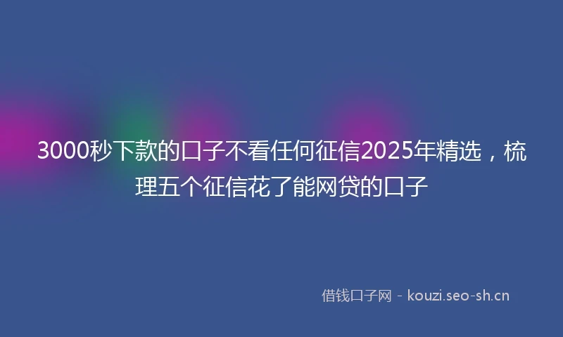 3000秒下款的口子不看任何征信2025年精选，梳理五个征信花了能网贷的口子