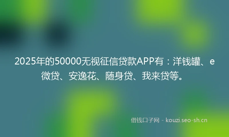 2025年的50000无视征信贷款APP有：洋钱罐、e微贷、安逸花、随身贷、我来贷等。