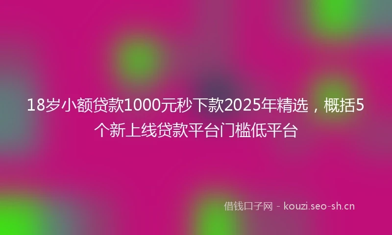 18岁小额贷款1000元秒下款2025年精选，概括5个新上线贷款平台门槛低平台