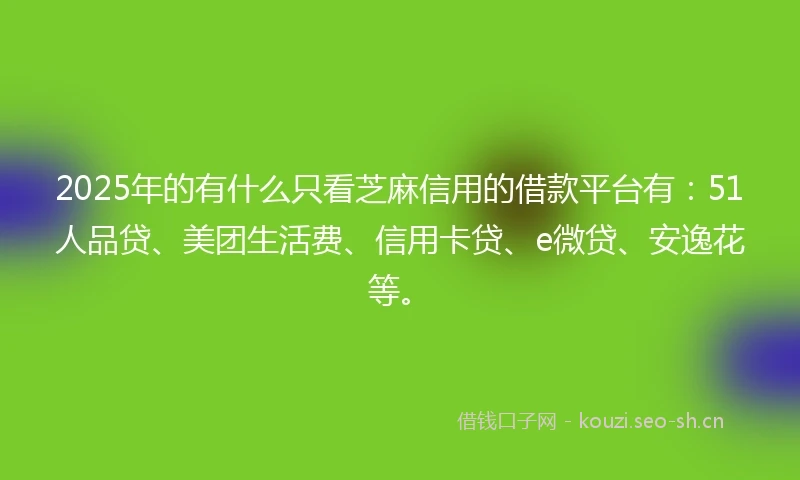 2025年的有什么只看芝麻信用的借款平台有：51人品贷、美团生活费、信用卡贷、e微贷、安逸花等。