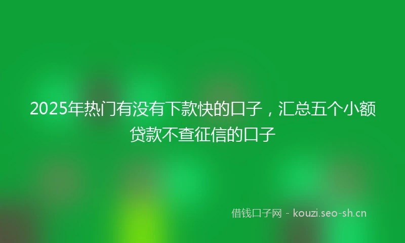 2025年热门有没有下款快的口子,汇总五个小额贷款不查征信的口子