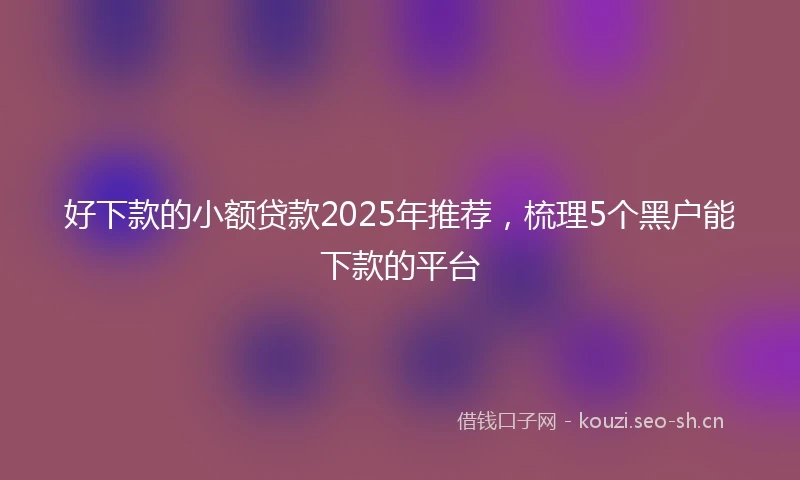 好下款的小额贷款2025年推荐，梳理5个黑户能下款的平台