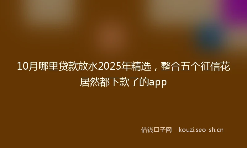 10月哪里贷款放水2025年精选，整合五个征信花居然都下款了的app