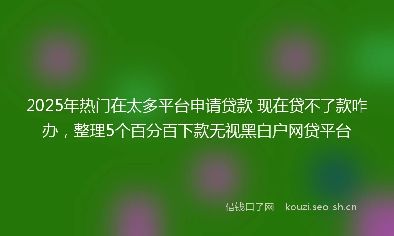 2025年热门在太多平台申请贷款 现在贷不了款咋办，整理5个百分百下款无视黑白户网贷平台