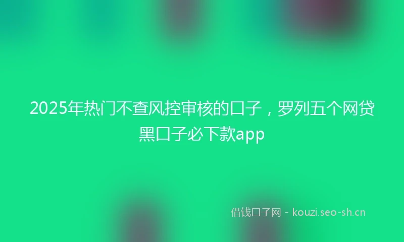 2025年热门不查风控审核的口子，罗列五个网贷黑口子必下款app
