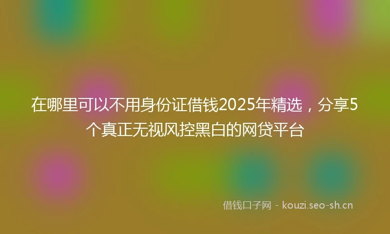 在哪里可以不用身份证借钱2025年精选，分享5个真正无视风控黑白的网贷平台