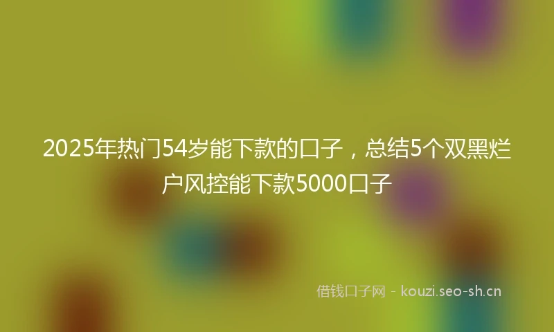 2025年热门54岁能下款的口子，总结5个双黑烂户风控能下款5000口子