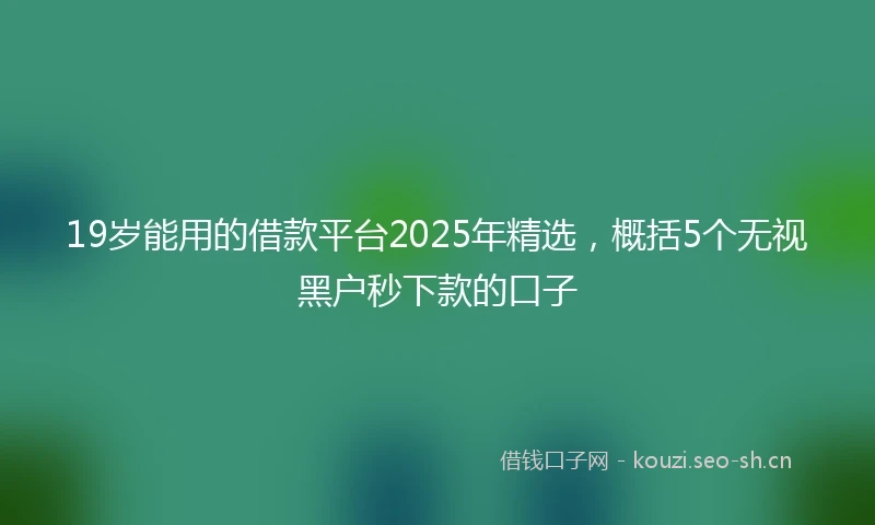 19岁能用的借款平台2025年精选，概括5个无视黑户秒下款的口子