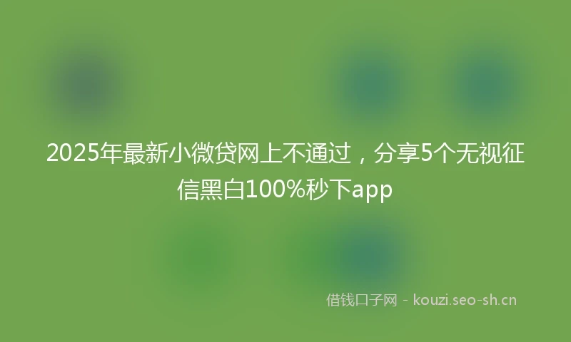 2025年最新小微贷网上不通过，分享5个无视征信黑白100%秒下app