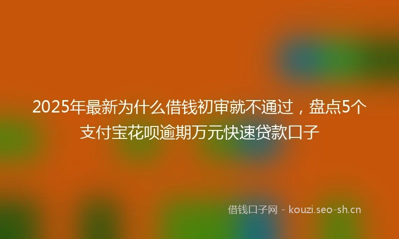2025年最新为什么借钱初审就不通过，盘点5个支付宝花呗逾期万元快速贷款口子