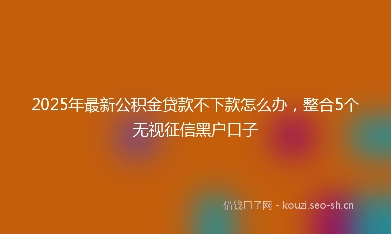 2025年最新公积金贷款不下款怎么办，整合5个无视征信黑户口子