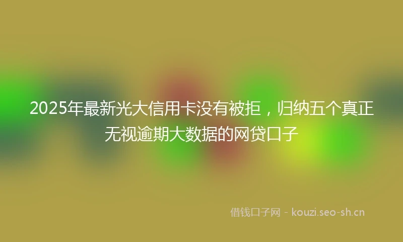 2025年最新光大信用卡没有被拒，归纳五个真正无视逾期大数据的网贷口子