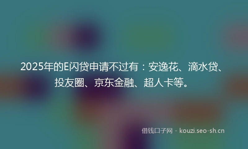 2025年的E闪贷申请不过有：安逸花、滴水贷、投友圈、京东金融、超人卡等。