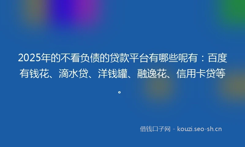 2025年的不看负债的贷款平台有哪些呢有：百度有钱花、滴水贷、洋钱罐、融逸花、信用卡贷等。