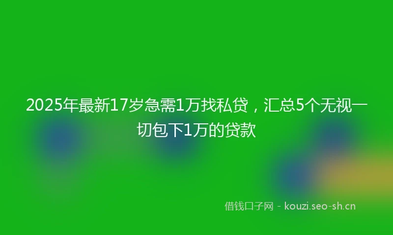 2025年最新17岁急需1万找私贷，汇总5个无视一切包下1万的贷款