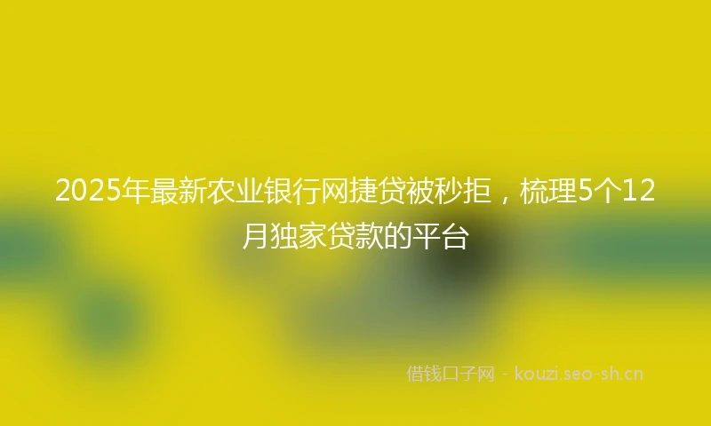 2025年最新农业银行网捷贷被秒拒，梳理5个12月独家贷款的平台