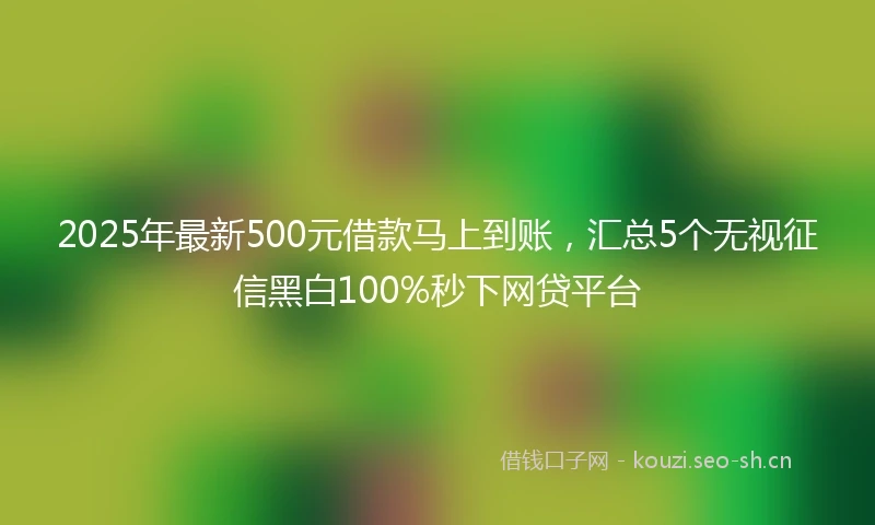 2025年最新500元借款马上到账，汇总5个无视征信黑白100%秒下网贷平台