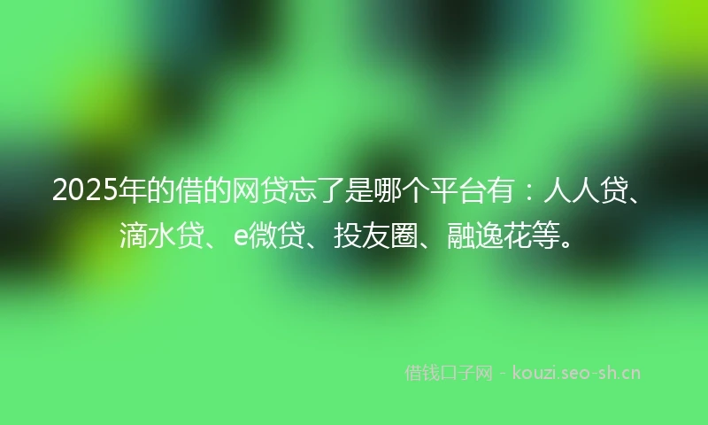 2025年的借的网贷忘了是哪个平台有：人人贷、滴水贷、e微贷、投友圈、融逸花等。