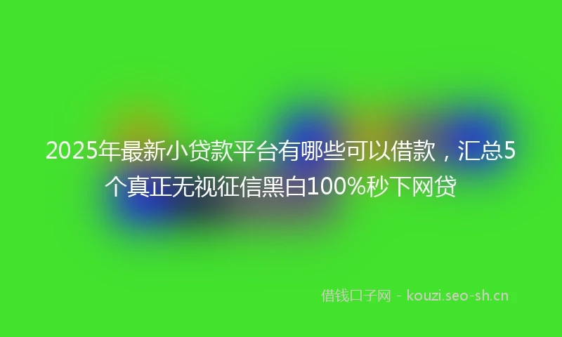 2025年最新小贷款平台有哪些可以借款，汇总5个真正无视征信黑白100%秒下网贷