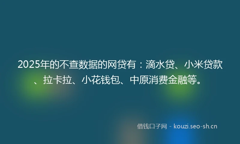 2025年的不查数据的网贷有：滴水贷、小米贷款、拉卡拉、小花钱包、中原消费金融等。