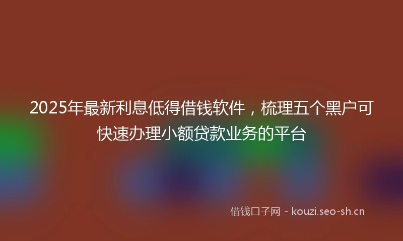 2025年最新利息低得借钱软件，梳理五个黑户可快速办理小额贷款业务的平台