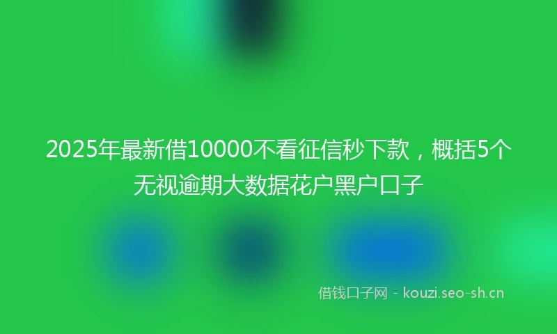 2025年最新借10000不看征信秒下款，概括5个无视逾期大数据花户黑户口子