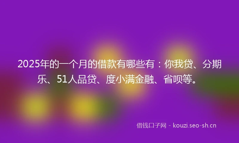 2025年的一个月的借款有哪些有：你我贷、分期乐、51人品贷、度小满金融、省呗等。