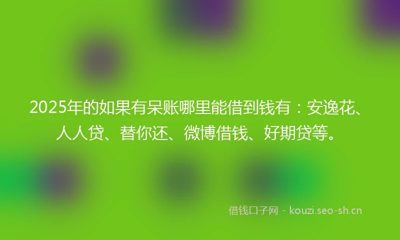 2025年的如果有呆账哪里能借到钱有：安逸花、人人贷、替你还、微博借钱、好期贷等。