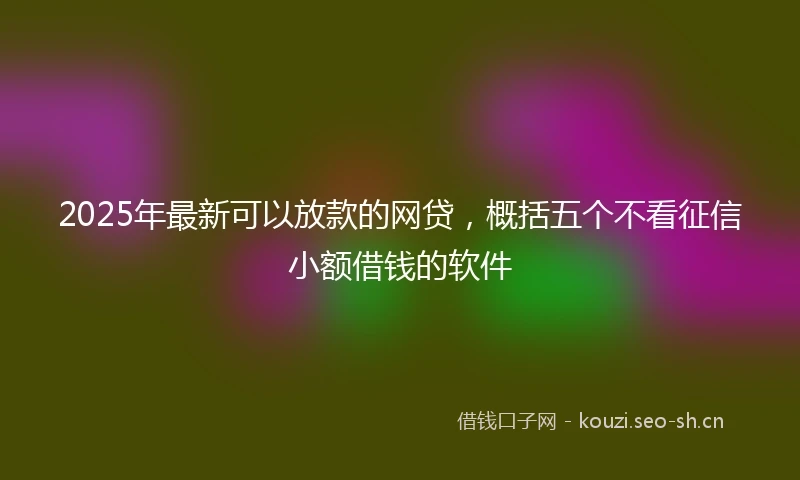 2025年最新可以放款的网贷，概括五个不看征信小额借钱的软件